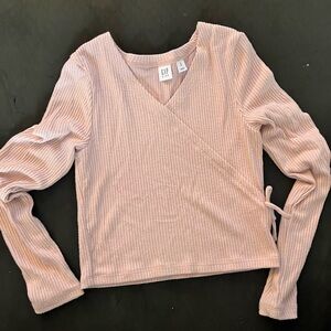 GAP Women's Blush Ribbed Wrap Blouse